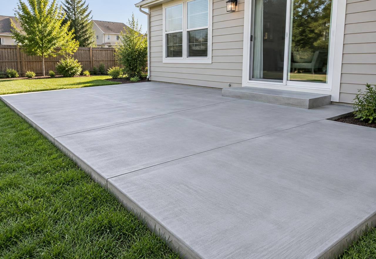 Newly poured concrete at a residential property